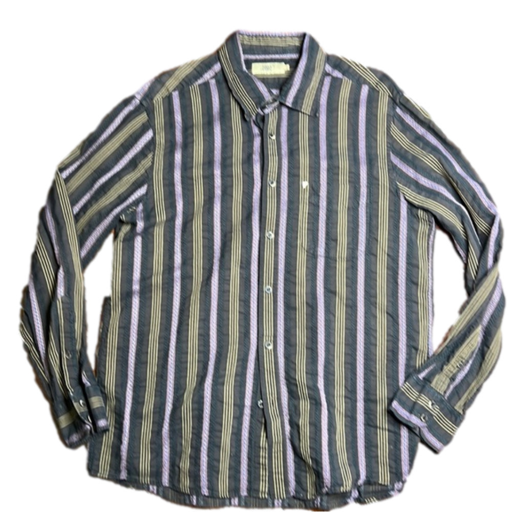New Man Men's Striped Button Down Casual  Shirt